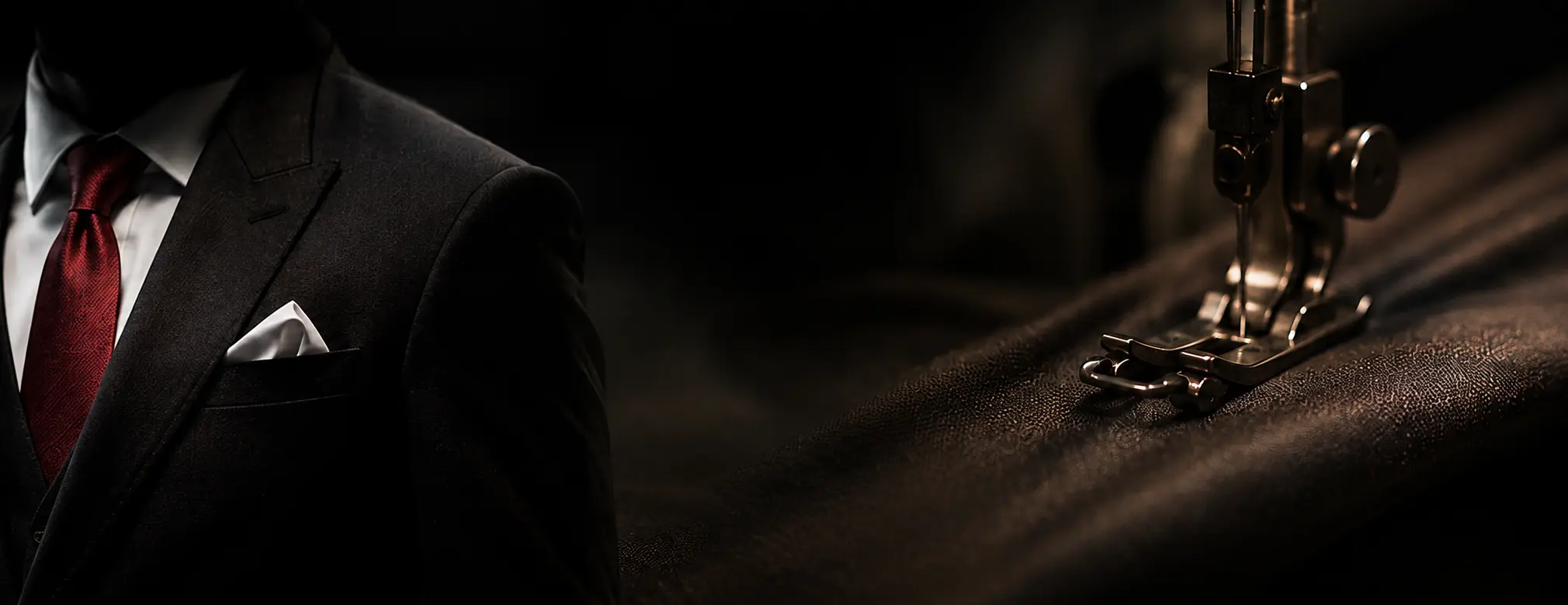 Premium garment manufacturing - luxury suit and sewing machine